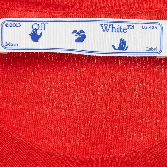Off-White Red Logo Embroidered Cotton T-Shirt XL - Picture 4 of 4